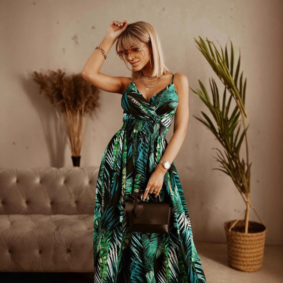 Tropical maxi dress for women with wrap design Lune London