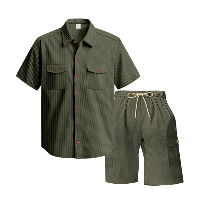 Casual shirt for men and shorts set with practical chest pockets and elastic waistband Lune London