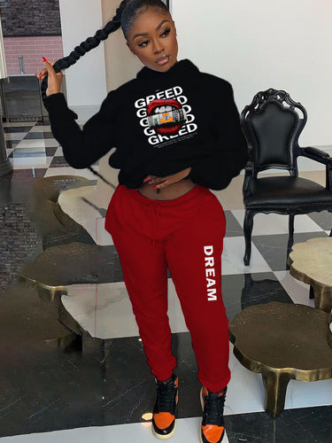 Women's hoodie and jogger pants set with creative print Amarae