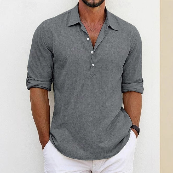 Casual long sleeve shirt for men with button placket and trendy cut Lune London