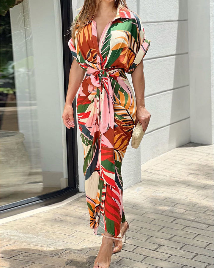 Maxi button dress for women with draped design Lune London