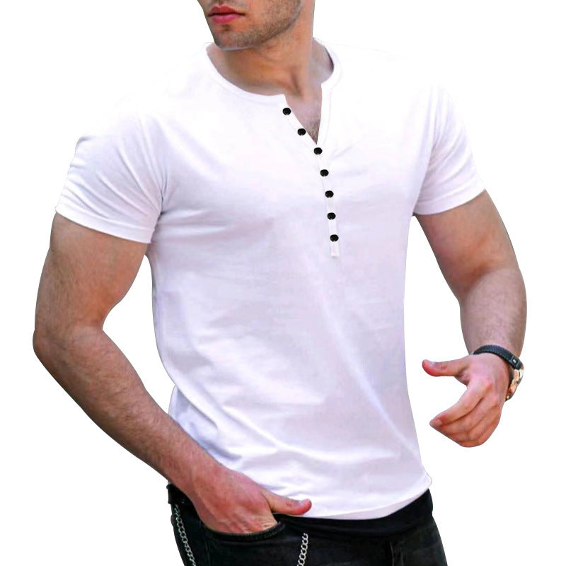Men's Short Sleeve Henley Shirt with Button Placket and Fitted Cut Lune London