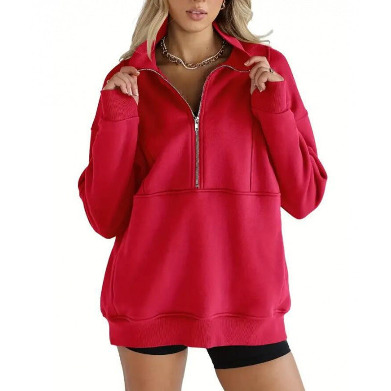 Women's sweatshirt with half-zip and oversized fit Lune London