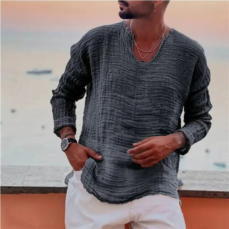 Casual linen shirt for men V neck Lune London