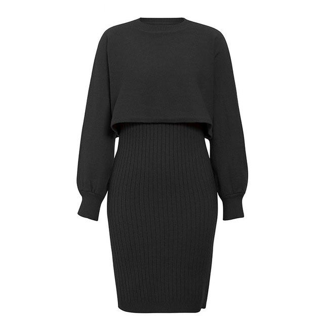 Ladies' knitted dress with casual cropped surface Lune London