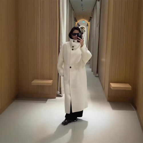 Manteau surdimensionné à col haut Chic & Stil pour femmes