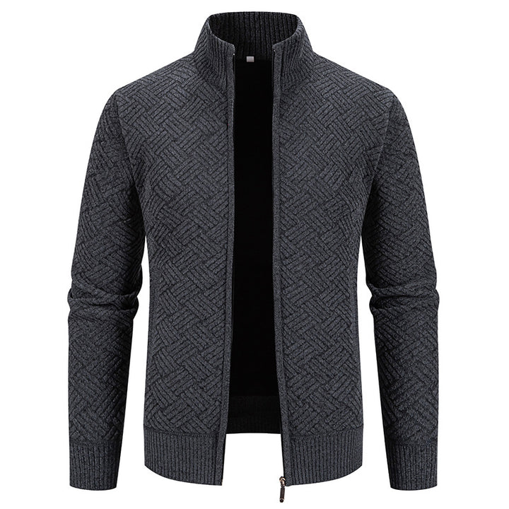Men's knit jacket with modern plaid pattern Lune London