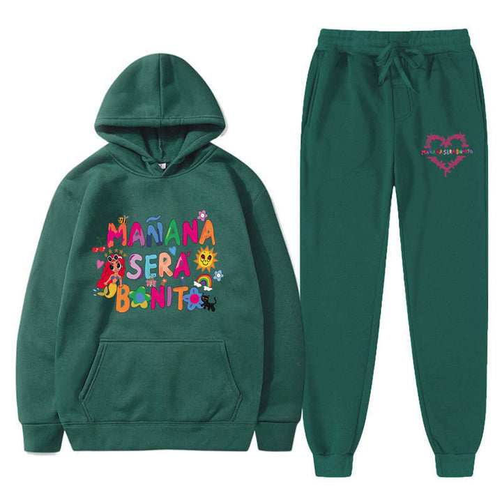 Women's Sweatshirt and Jogging Pants Set with Colorful Print Lune London