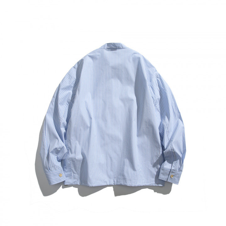 Men's oversized shirt with stand-up collar and half button placket as well as front pockets Amarae