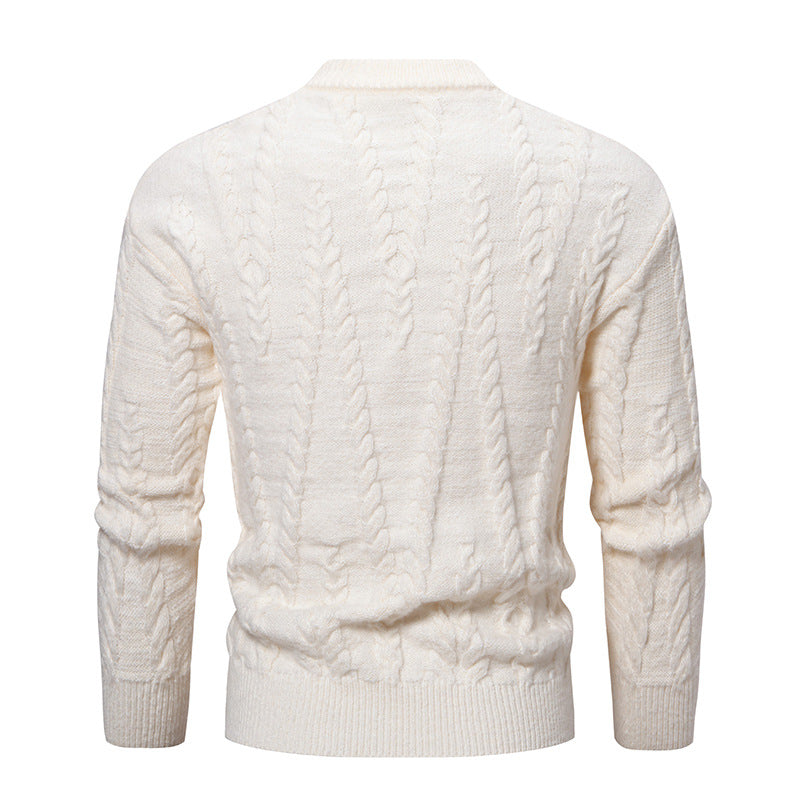 Knit sweater for men with classic twisted design and high collar Lune London