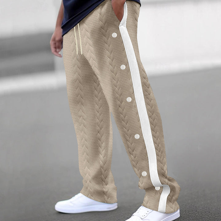 Men's athletic leisure pants with snap buttons and structured design Lune London