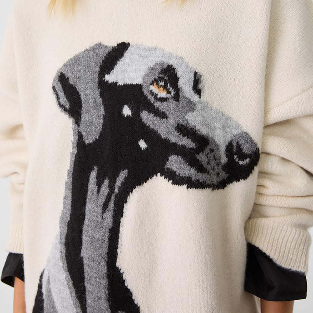 Oversized women's sweater with a unique dog pattern Lune London