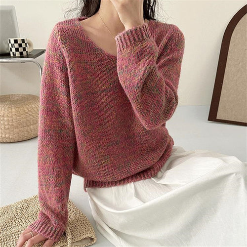 Lightweight knit sweater for women with V-neck and voluminous sleeves Amarae