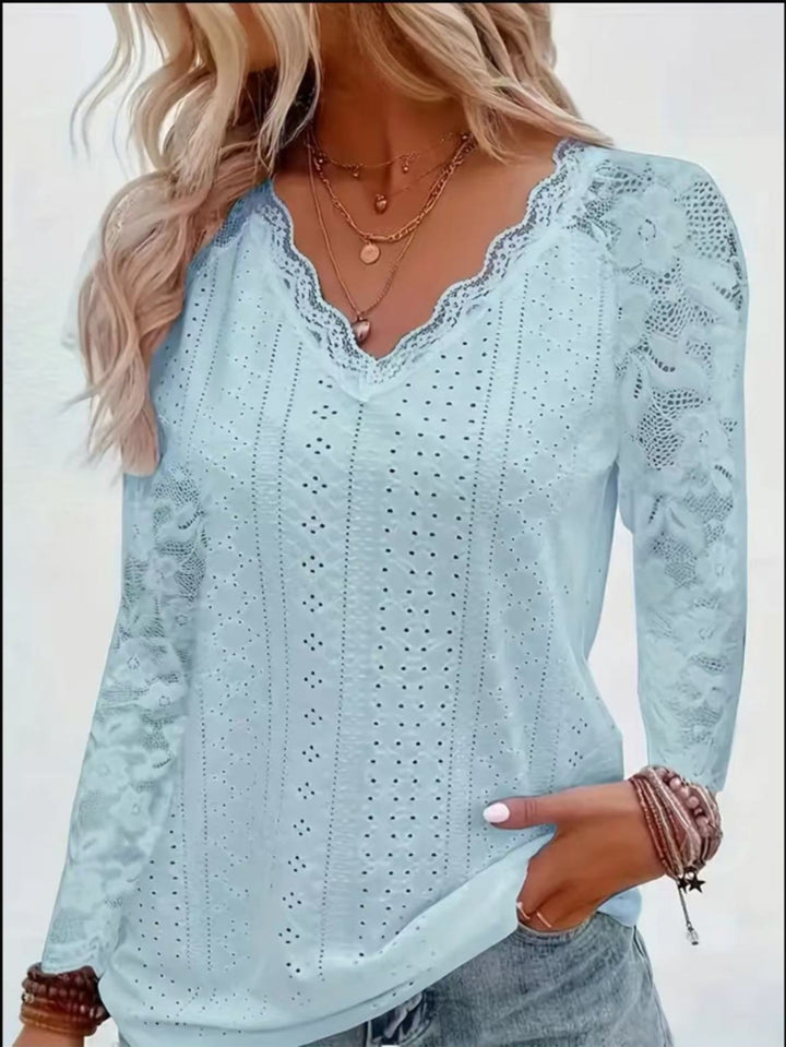 Dames Élégant Top avec Dentelle et Décolleté en V Chic & Stil