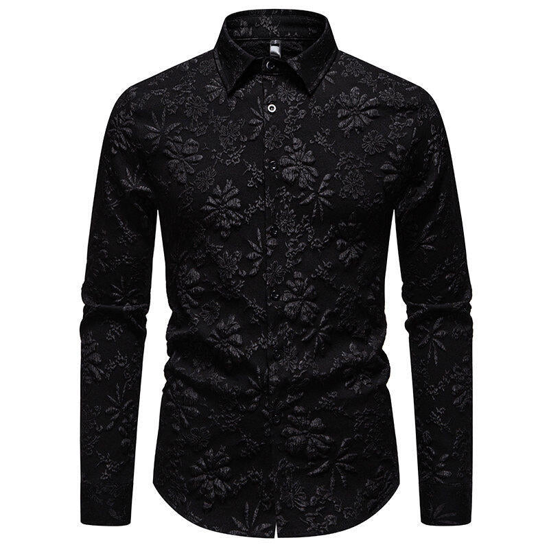 Men's long sleeve shirt with rich detailed floral embroidery Lune London