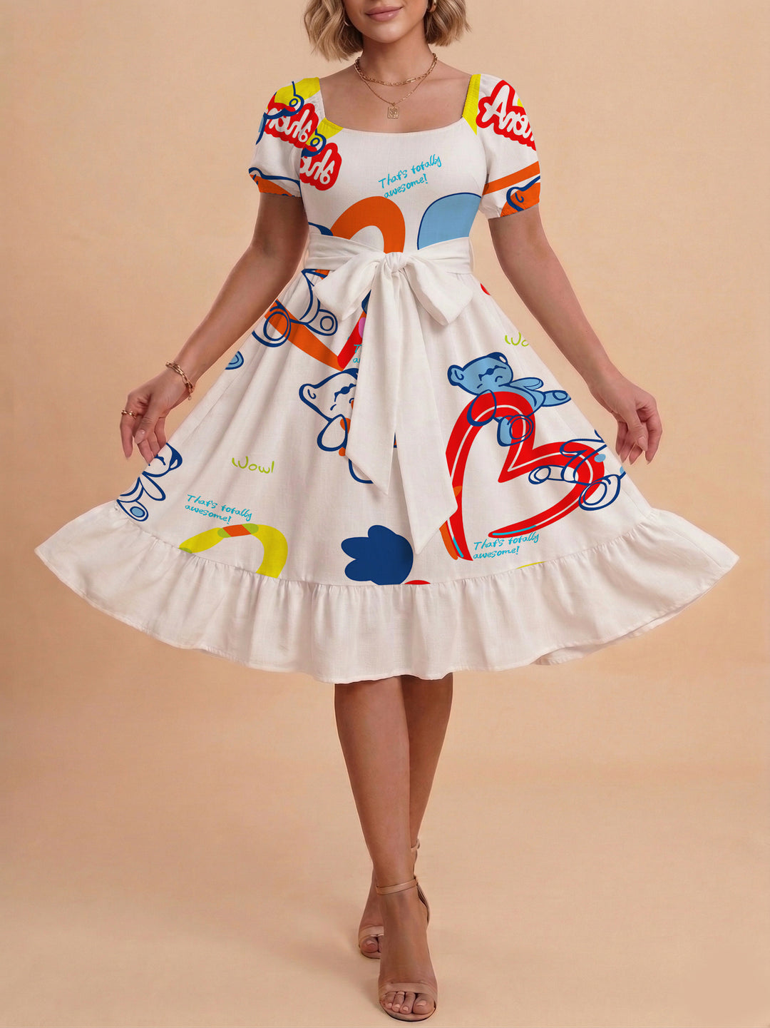 Women's dress with tailored fit and playful floral pattern Lune London