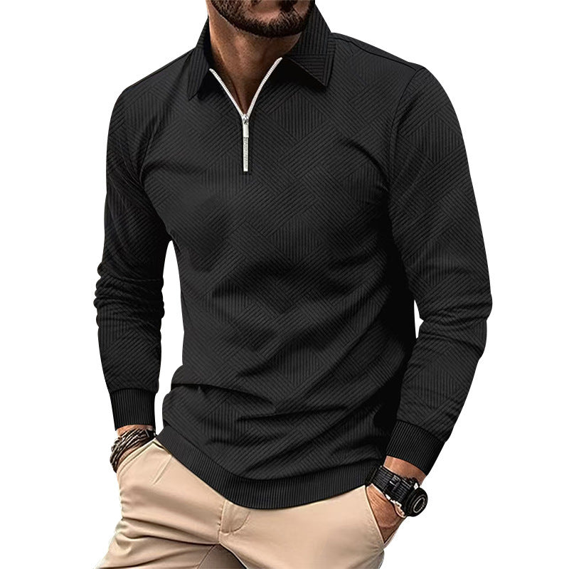 Fashion high collar sweater for men with structured fabric and zipper Amarae