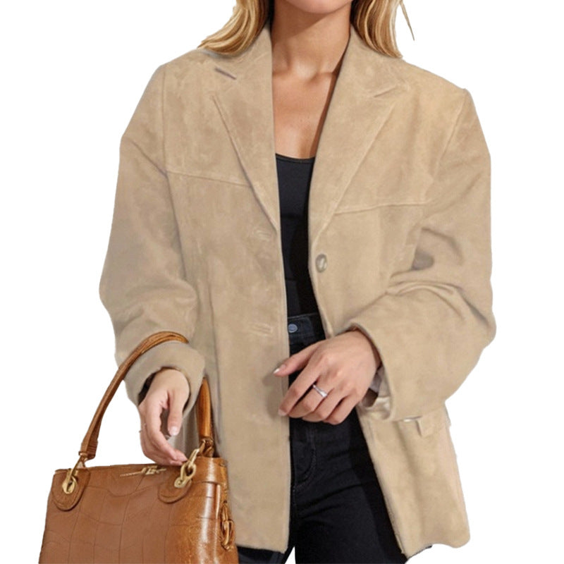 Women’s transitional jacket made of velvety-like material with practical pockets Lune London