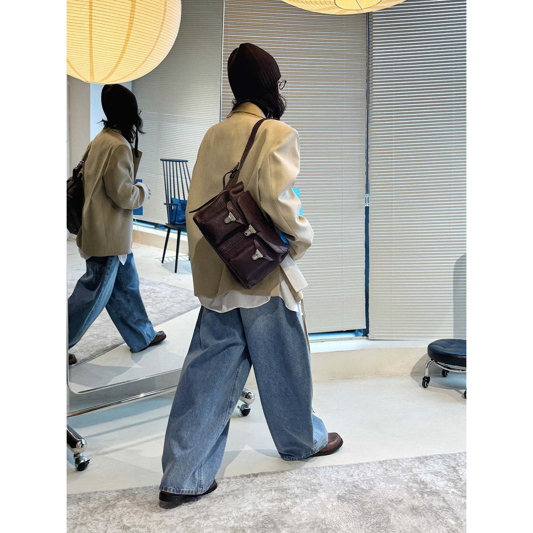 Women's Extra Wide High-Waist Denim Culotte in Balloon Baggy Cut Amarae