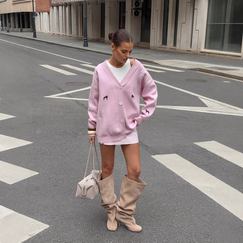 Casual knit jacket for women with innovative detailed embellishments Amarae