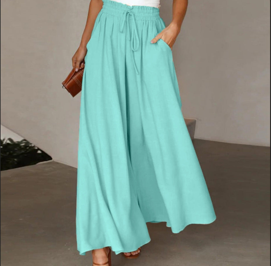 Elegant and airy wide pants for ladies with elastic and pockets Lune London