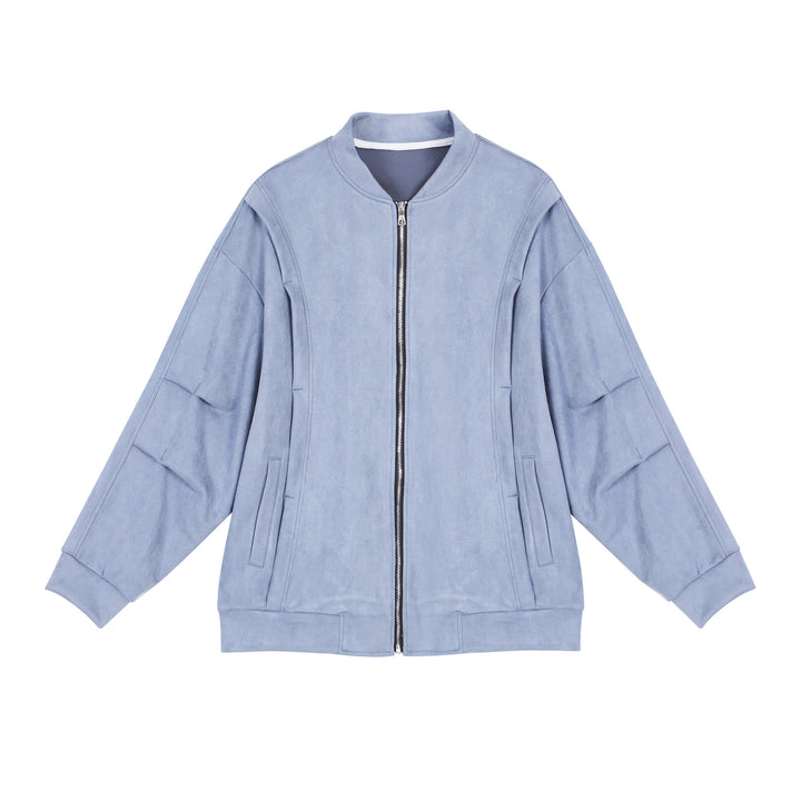 Stylish oversized jacket for women in soft faux leather with practical pockets and full zip Lune London