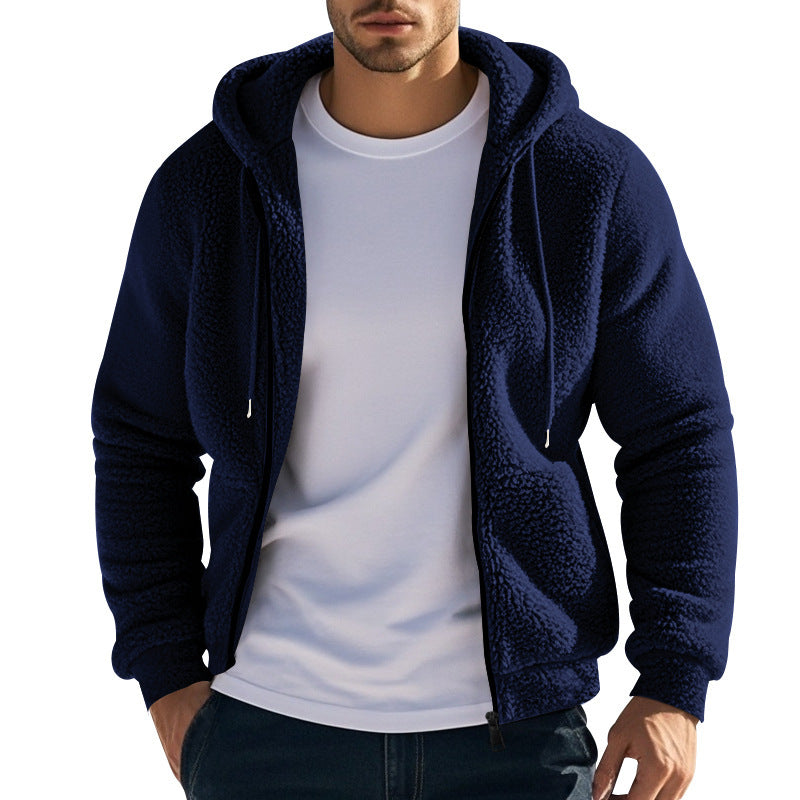 Men's Fleece Hoodie with kangaroo pocket and practical zipper Lune London