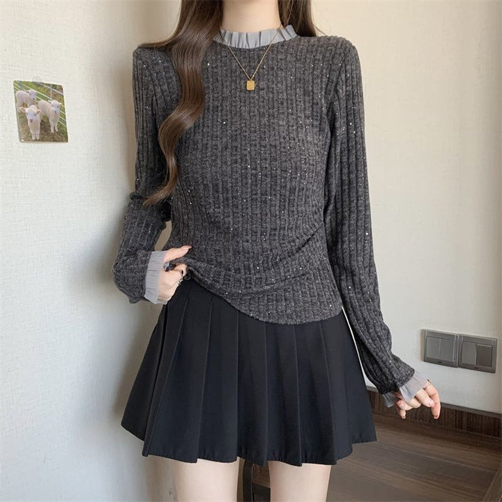 Pull fin tricot élégant pour femmes avec col décoratif Chic & Stil