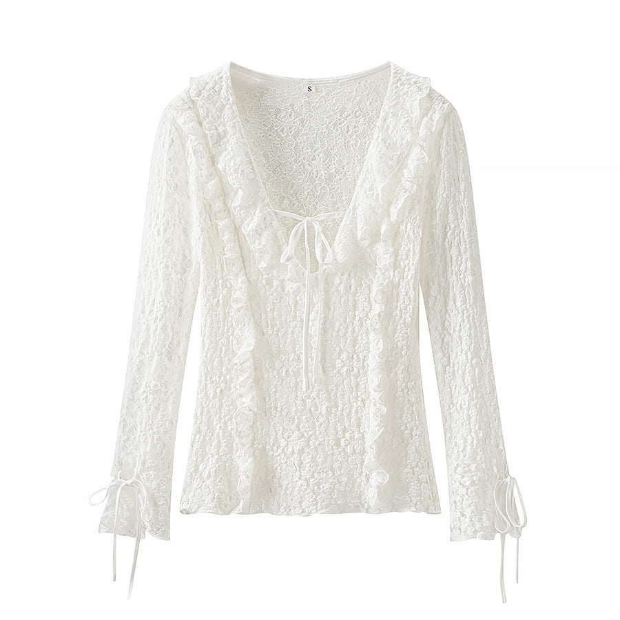 Women's blouse with lace embellishment Lune London