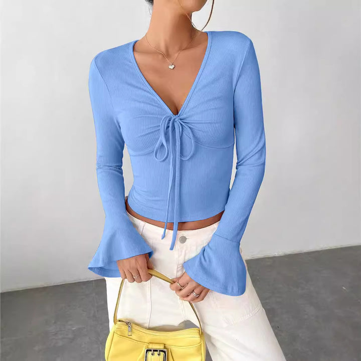 Long sleeve blouse for women with tie and wide sleeves Lune London