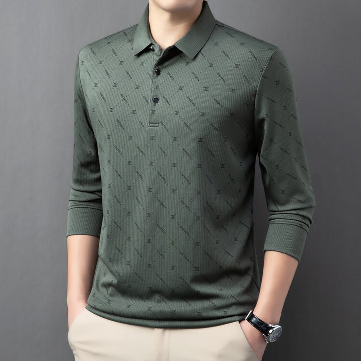 Men's Long Sleeve Polo with an innovative pattern and breathable properties Lune London