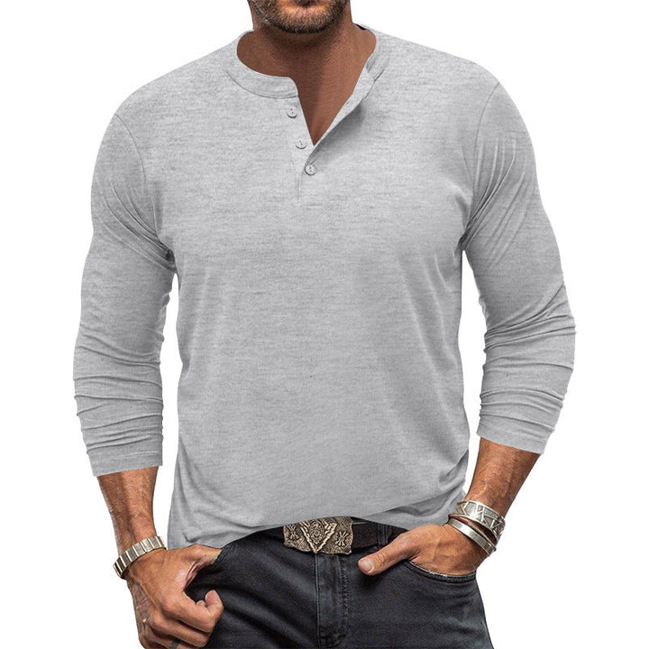 Men's Long Sleeve T-Shirt with Button Placket Amarae