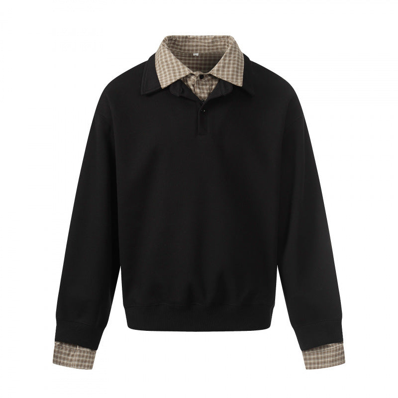 Men's sweatshirt with integrated shirt collar and layering look Amarae