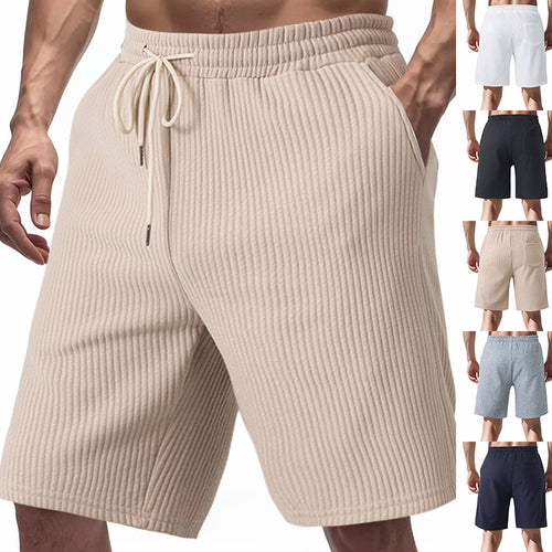 Casual men's shorts with elastic waistband and practical side pockets Amarae