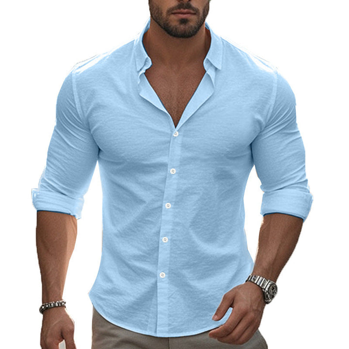 Men's Elegant Long Sleeve Shirt with Modern Collar and High-Quality Cotton Texture Lune London