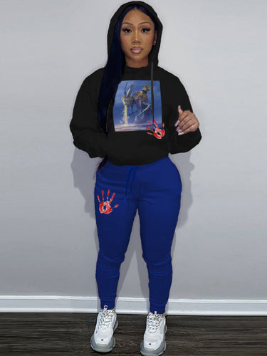 Women's Hoodie and Jogging Set with Creative Graphic Design Amarae