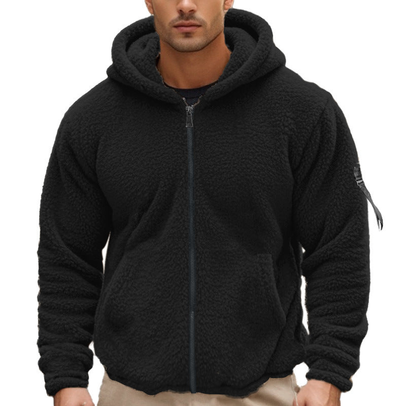 Men's soft fleece hoodie with practical zipper and hood Lune London