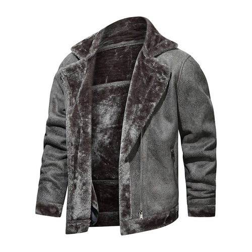 Elegant faux leather jacket for men with luxurious fleece lining Amarae