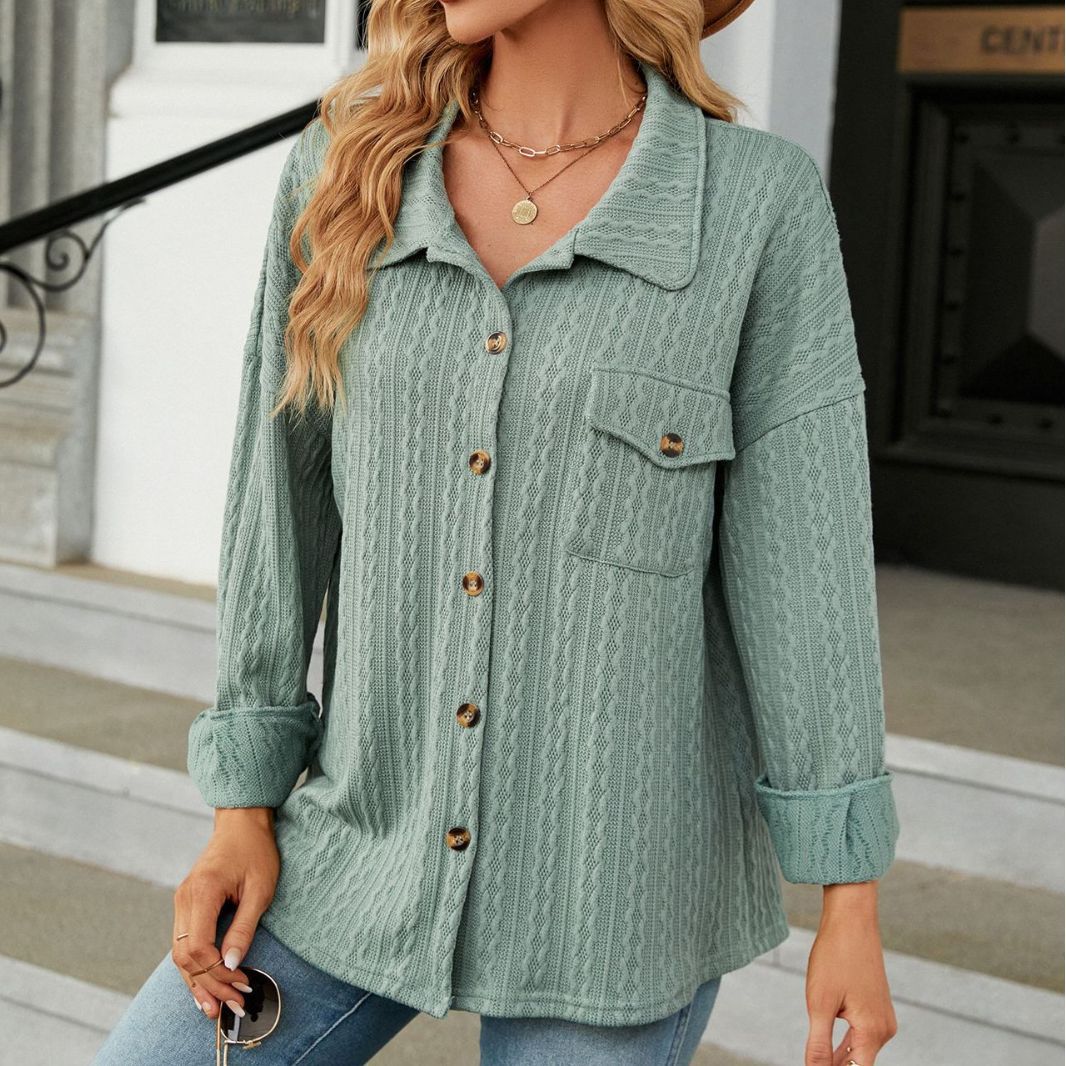 Oversized women's jacket shirt with textured pattern Amarae