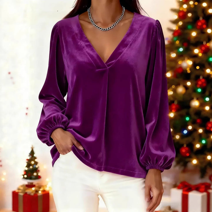 Blouse en viscose à la mode pour femmes avec des manches ballon Chic & Stil