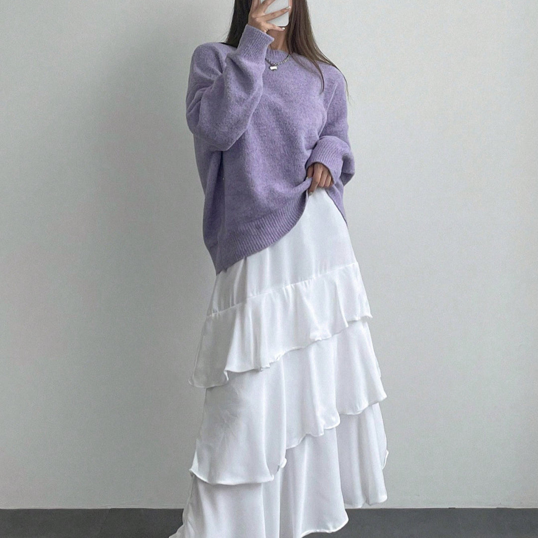 Pull en tricot épais pour femme avec une coupe décontractée et des manches volumineuses Chic & Stil