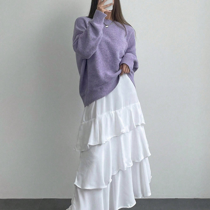 Pull en tricot épais pour femme avec une coupe décontractée et des manches volumineuses Chic & Stil