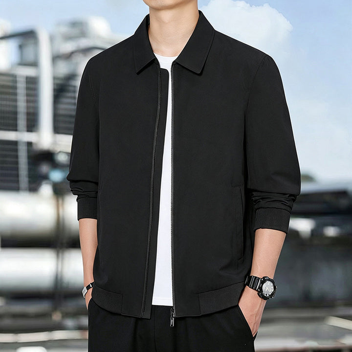 Men's Lightweight Windbreaker with Checked Lining, Full Zip and Ribbed Cuffs Amarae