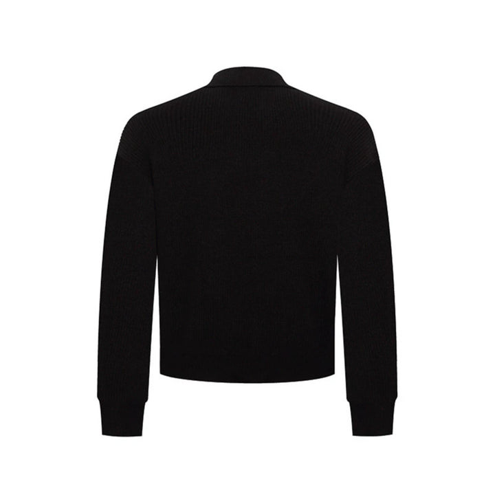 Men's Double-Breasted Knit Cardigan with Shirt Collar and Ribbed Cuffs Amarae