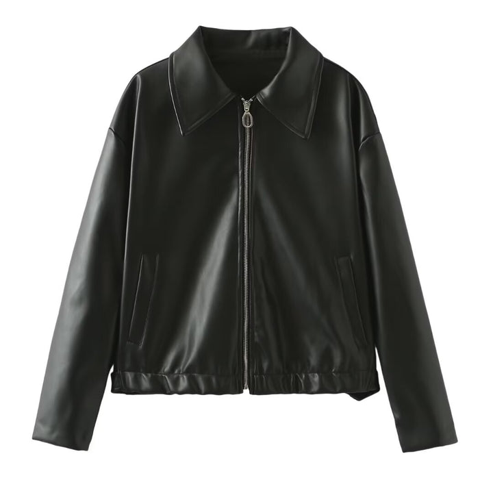 Veste en faux cuir tendance pour femmes avec col élégant Chic & Stil