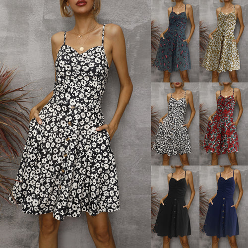 Amarae A-line Button Summer Dress for Ladies