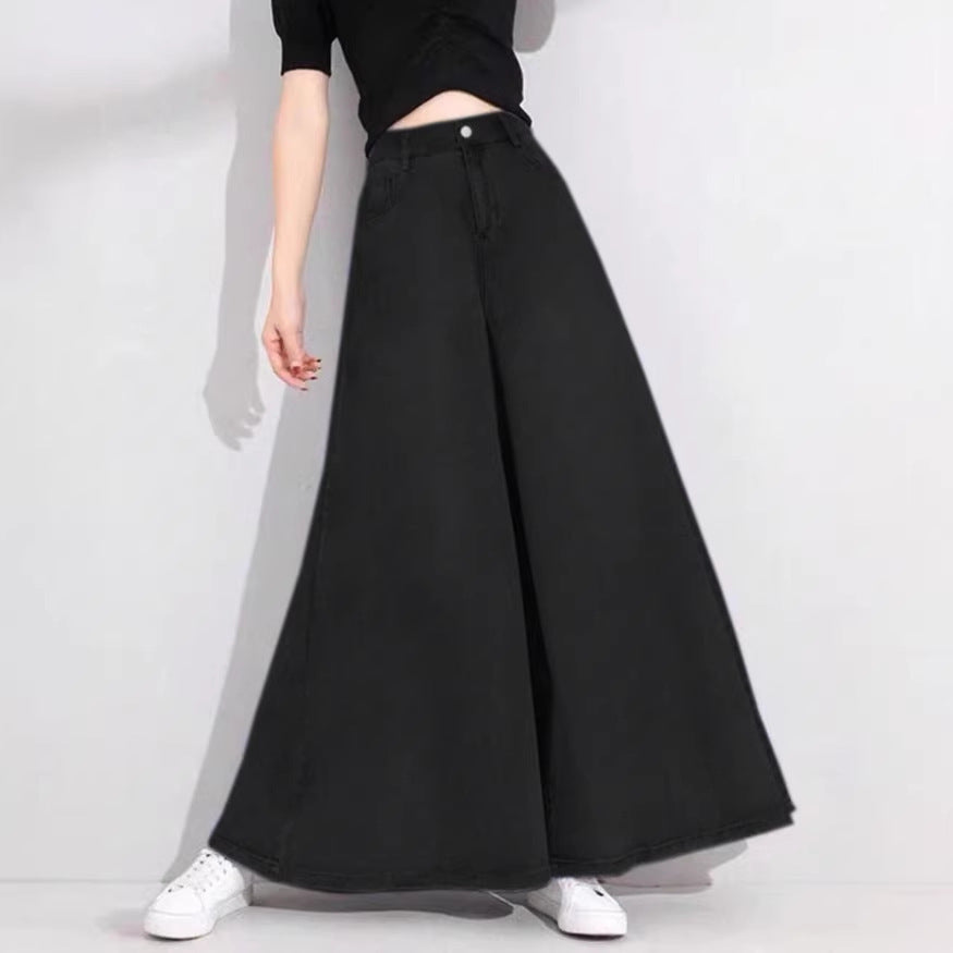 Women's High-Waisted Palazzo Jeans with Extra Wide Leg and Flowing Denim Amarae