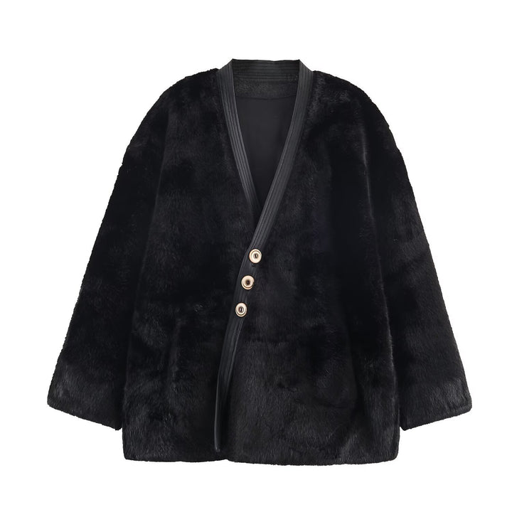 Soft flannel jacket for women with button closure and side pockets Lune London