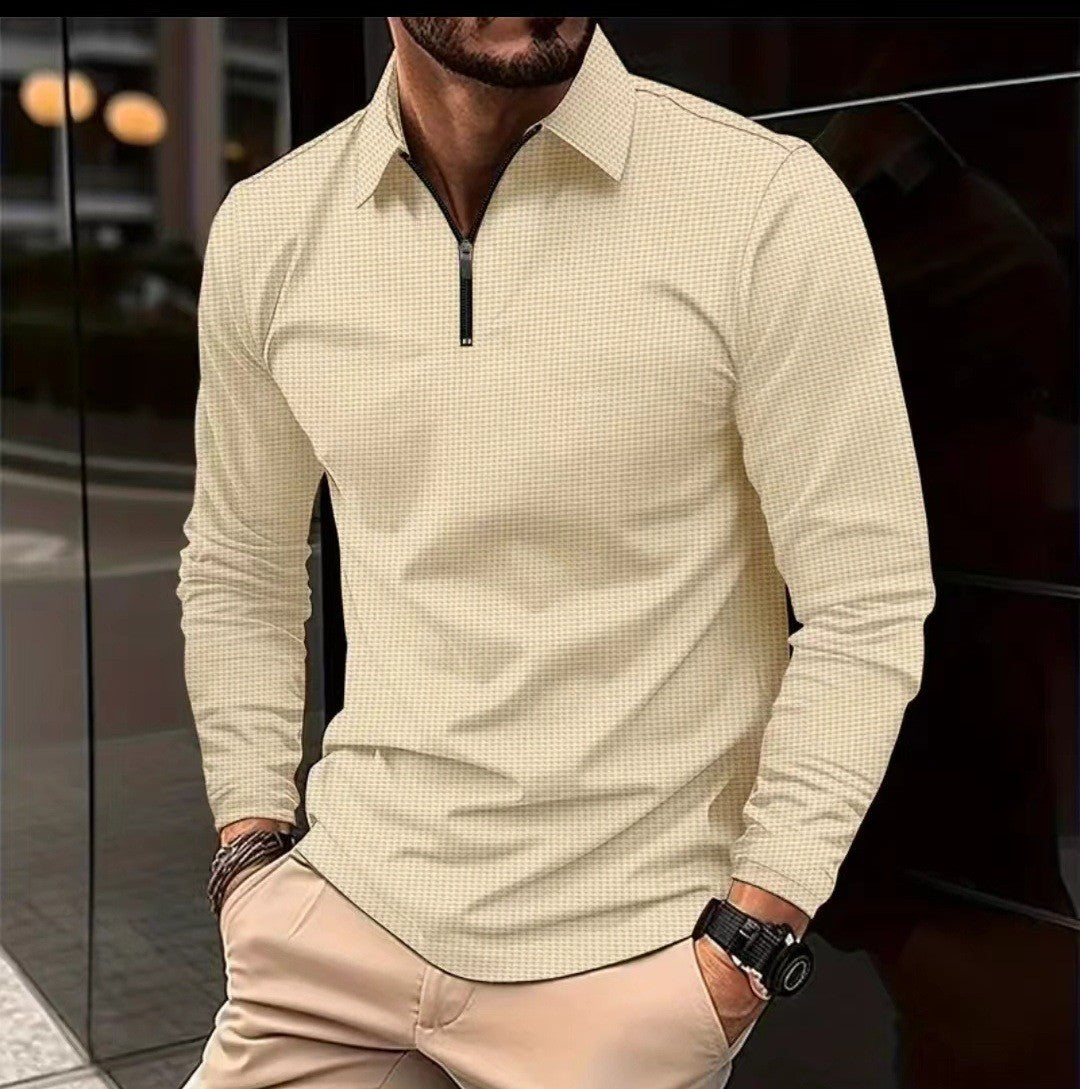Men's long sleeve t-shirt with modern high collar and stylish zipper Lune London