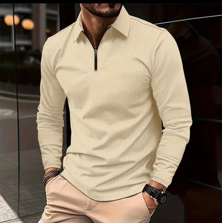 Men's long sleeve t-shirt with modern high collar and stylish zipper Lune London